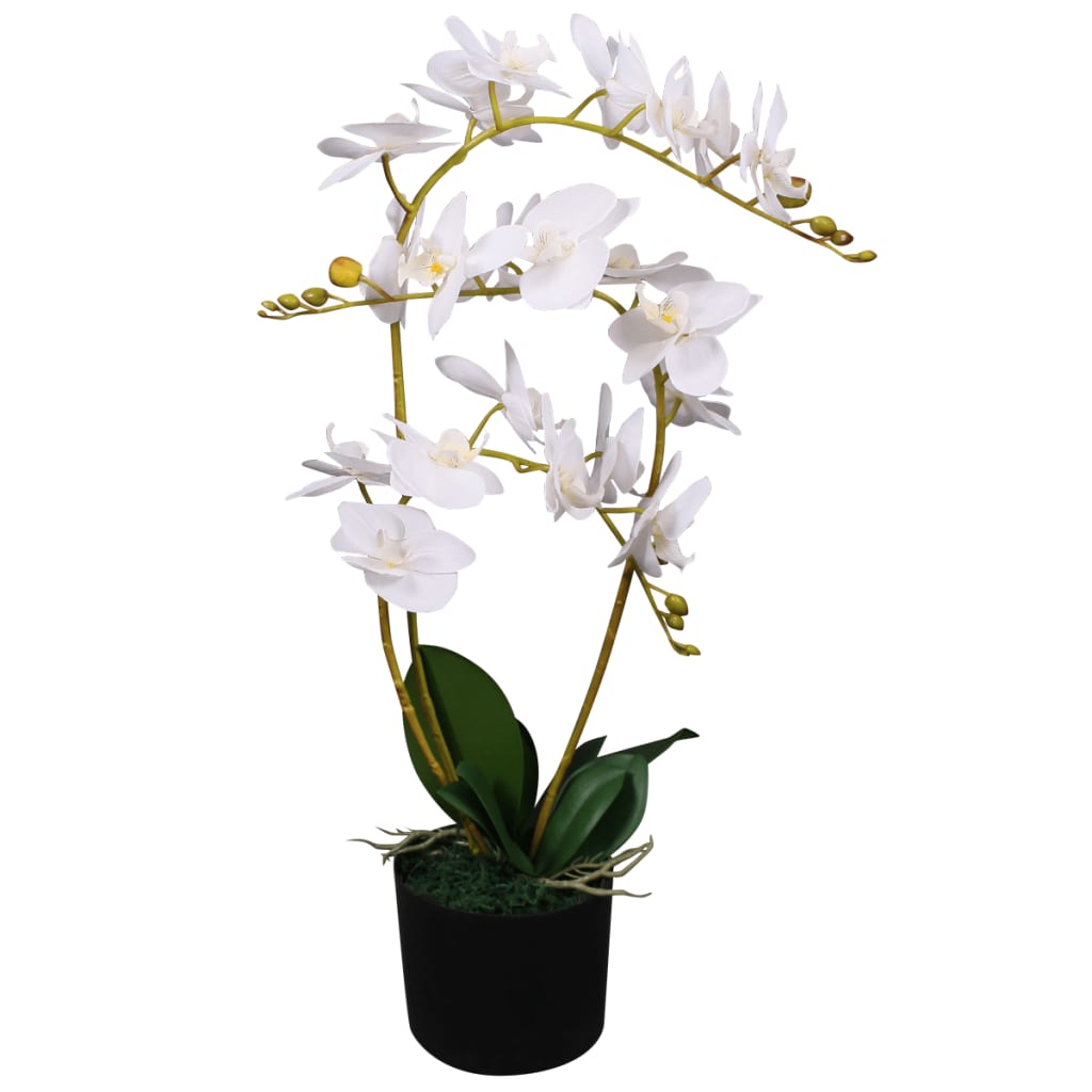 vidaXL Künstliche Orchidee mit Topf 65 cm Weiß anti-blitz weiße