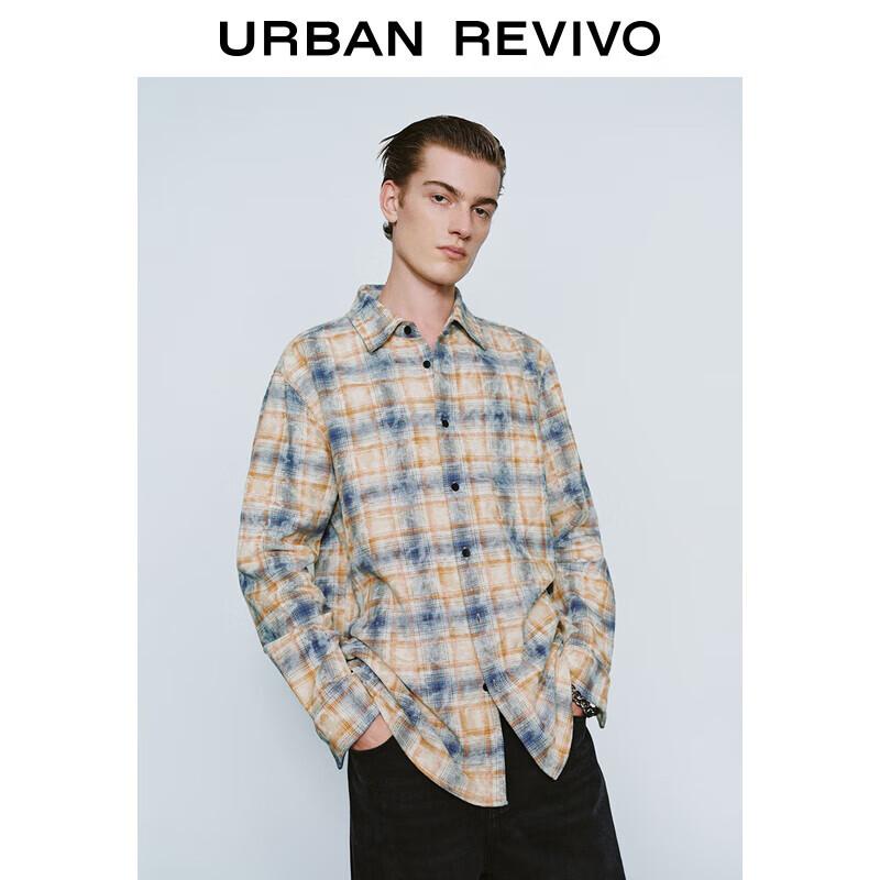 UR Men s Casual Color-block Stripe Long-Sleeve Shirt XS