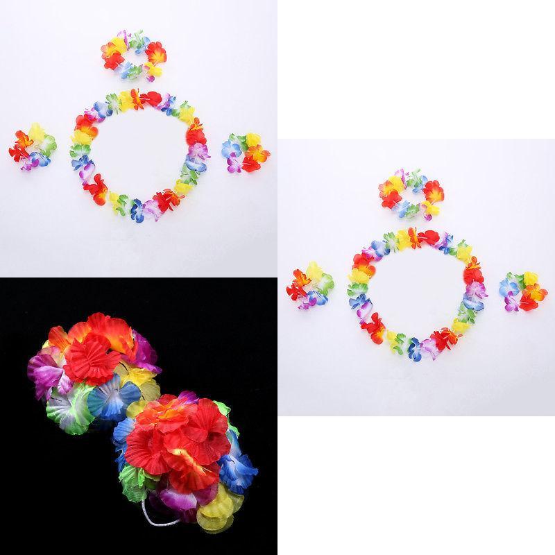 Hawaiian Costume Set With Plastic Grass Skirt For Party Performances And Themed Events