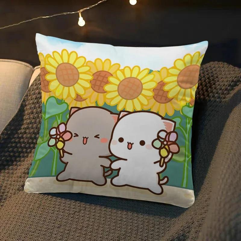 Dakimakura Mochi Peach Cat Soft Cushion Cartoon Pattern Cover 45x45 for Bed Sofa Car Home Decor Decorative Pillowcase Anime