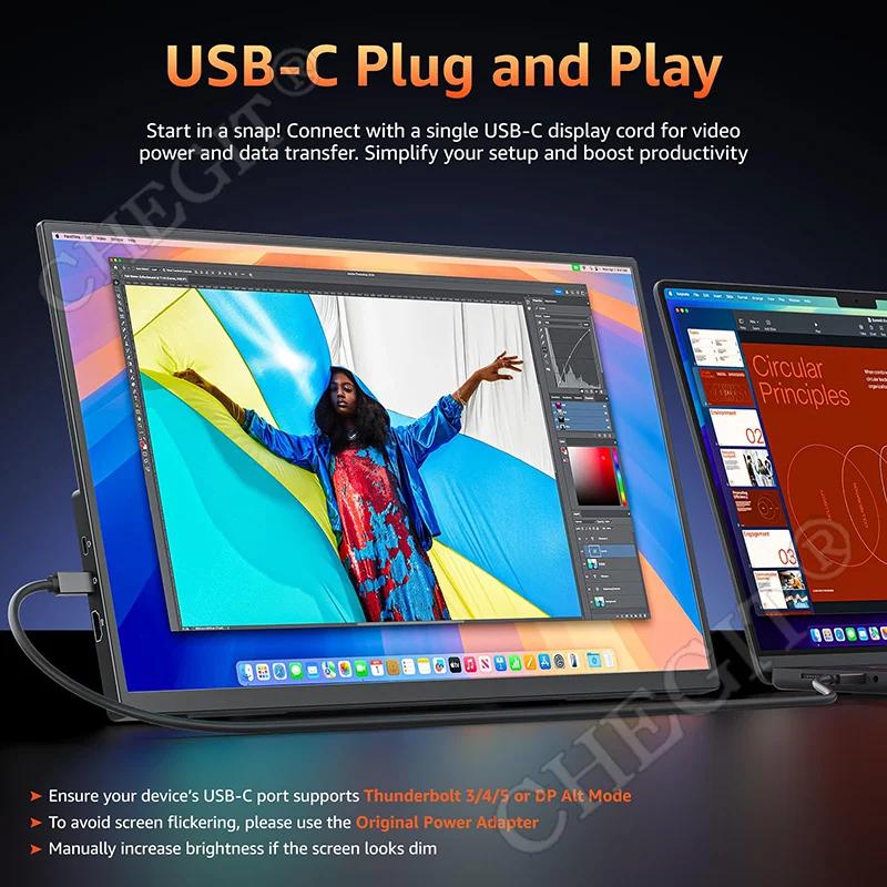 18.5 Inch Portable Monitor 1080P HDR 16:9 Computer Gaming Display 100Hz 100%sRGB IPS for Mac Laptop PC Switch Xbox PS4/5 Xbox