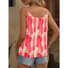 Women Summer New Pink White Brushstroke Print Spaghetti Strap Casual Camisole