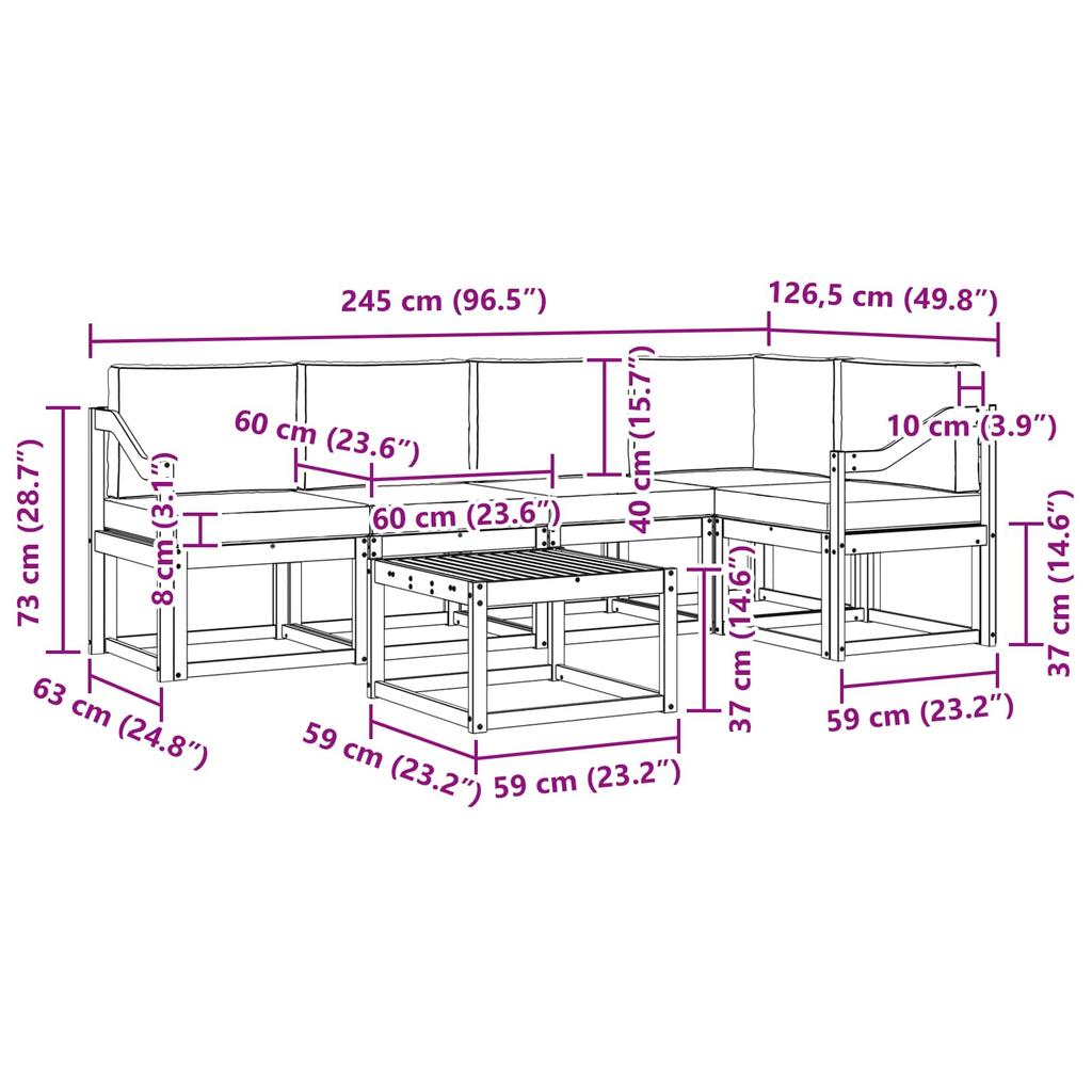 Outdoor Sofa Set with Cushions 6 pcs Natural and Light Grey