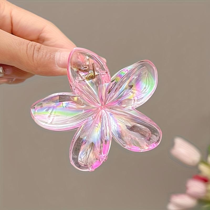 3pcs Transparent Egg Flower Hair Clips | High Ponytail Claw Clips, Simple Fresh Daily Wear Shark Clips for Spring and Summer
