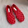 Sheepskin version~ mesh woven hollow breathable fish mesh shoes flat single shoes women's round head summer sandals pig cage shoes