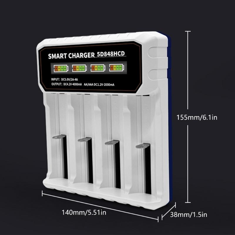 Intelligent 4 Bay Battery Charging For 3.7V 4.2V Cells Featuring Overcharge Protections Reverse Polarity Safety Accent