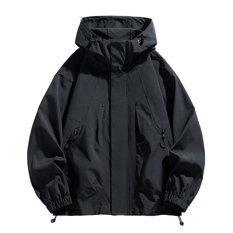 Men's Plus Size Casual Hooded Jacket - Windproof & Trendy for Spring/Autumn