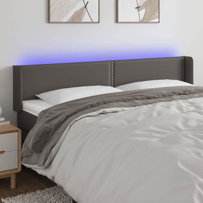VidaXL LED Headboard Bedroom Furniture Double Bed Accessory Head of Bed Frame Interior Grey 3123208