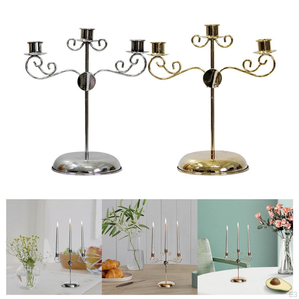 3 Arms Candle Holder Metal Pillar Candlesticks Wedding Event Candelabra