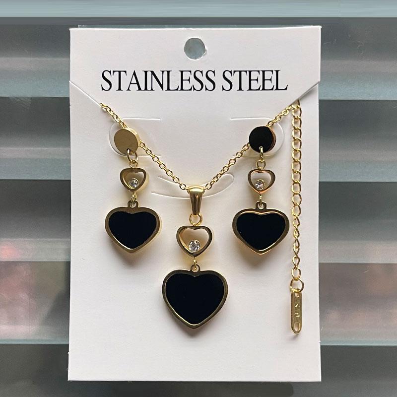 

FYSARA Новое поступление Дизайн Круг над Сердцем Подвеска из нержавеющей стали Ожерелье для женщин Серьги с любовным письмом Набор с цирконами Подарок