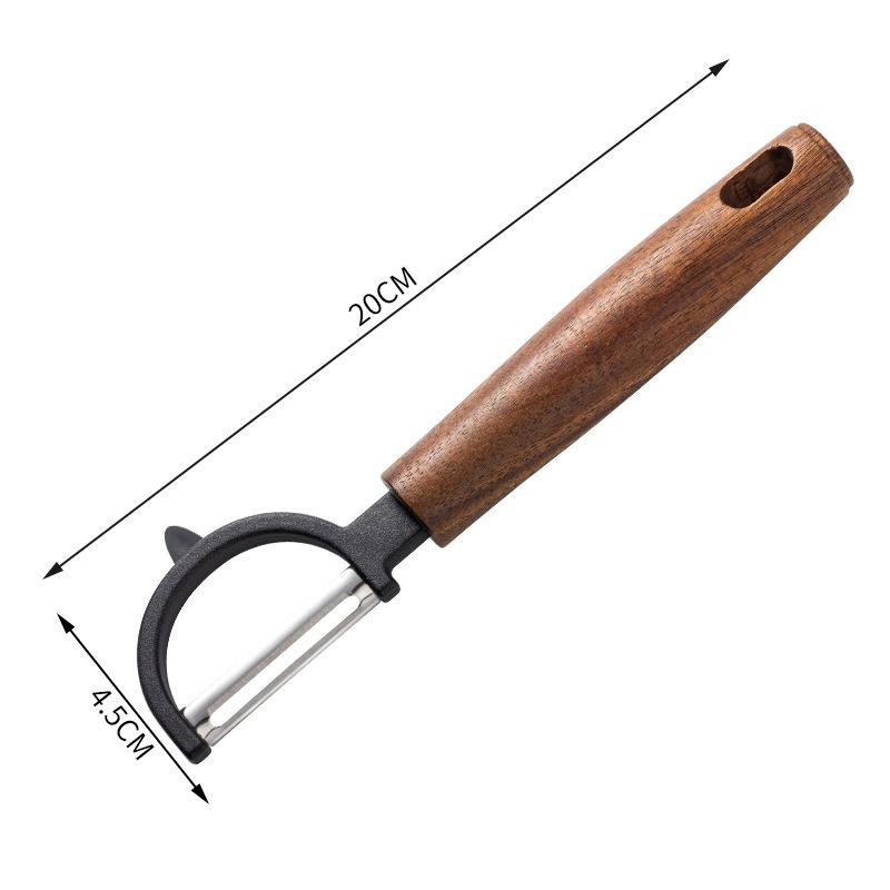 Stainless steel Acacia wooden handle paring knife multi-functional fruit and vegetable melon slicing potato peeling shredded