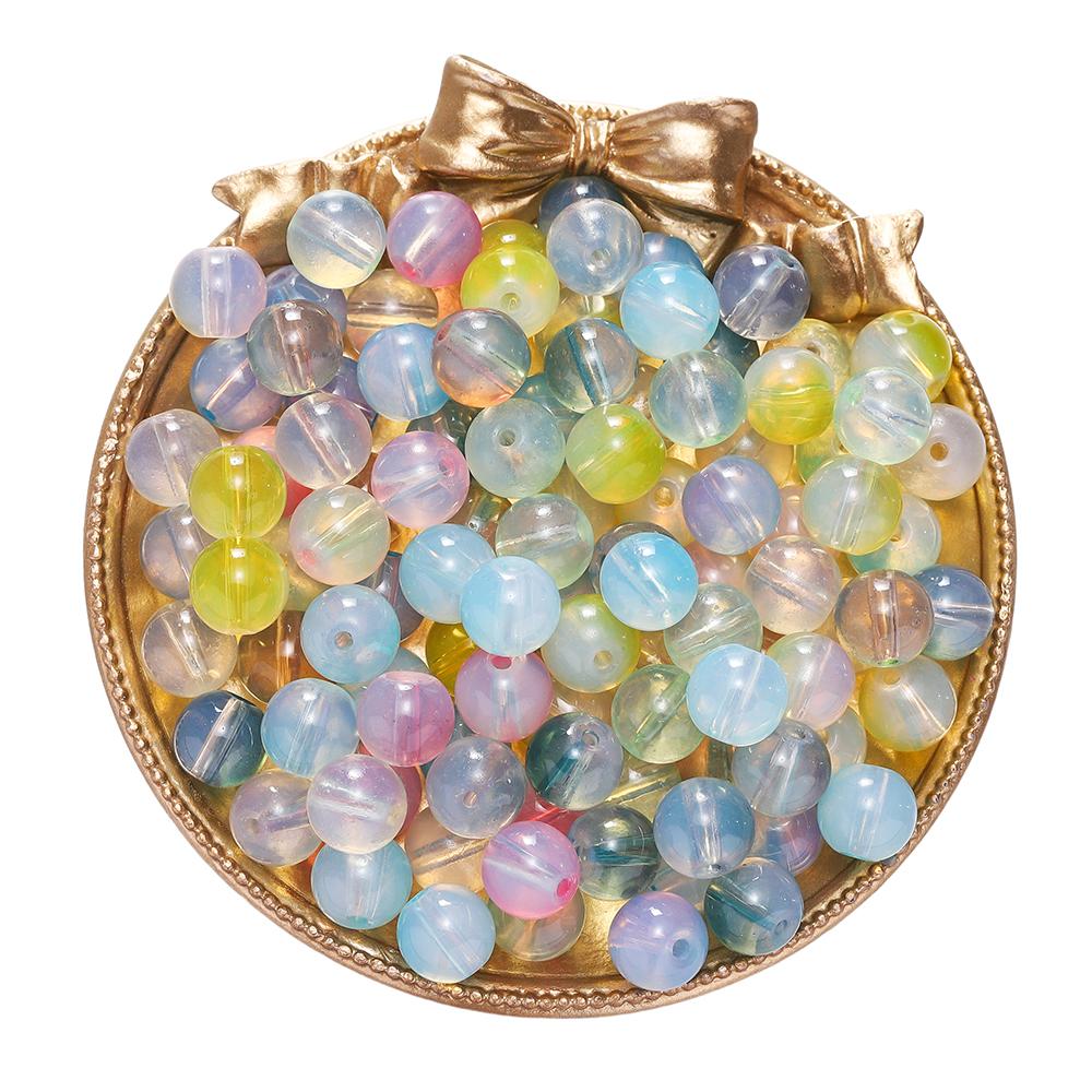 20/50pcs 10mm Transparent Jelly Double Color Glass Beads Spacer Loose Bead for DIY Bracelet Necklace Jewelry Making Accessories