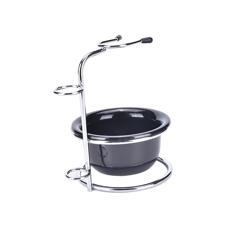Stainless Steel Shaving Brush Stand Razor Holder Black Shaving Bowl Mug Set