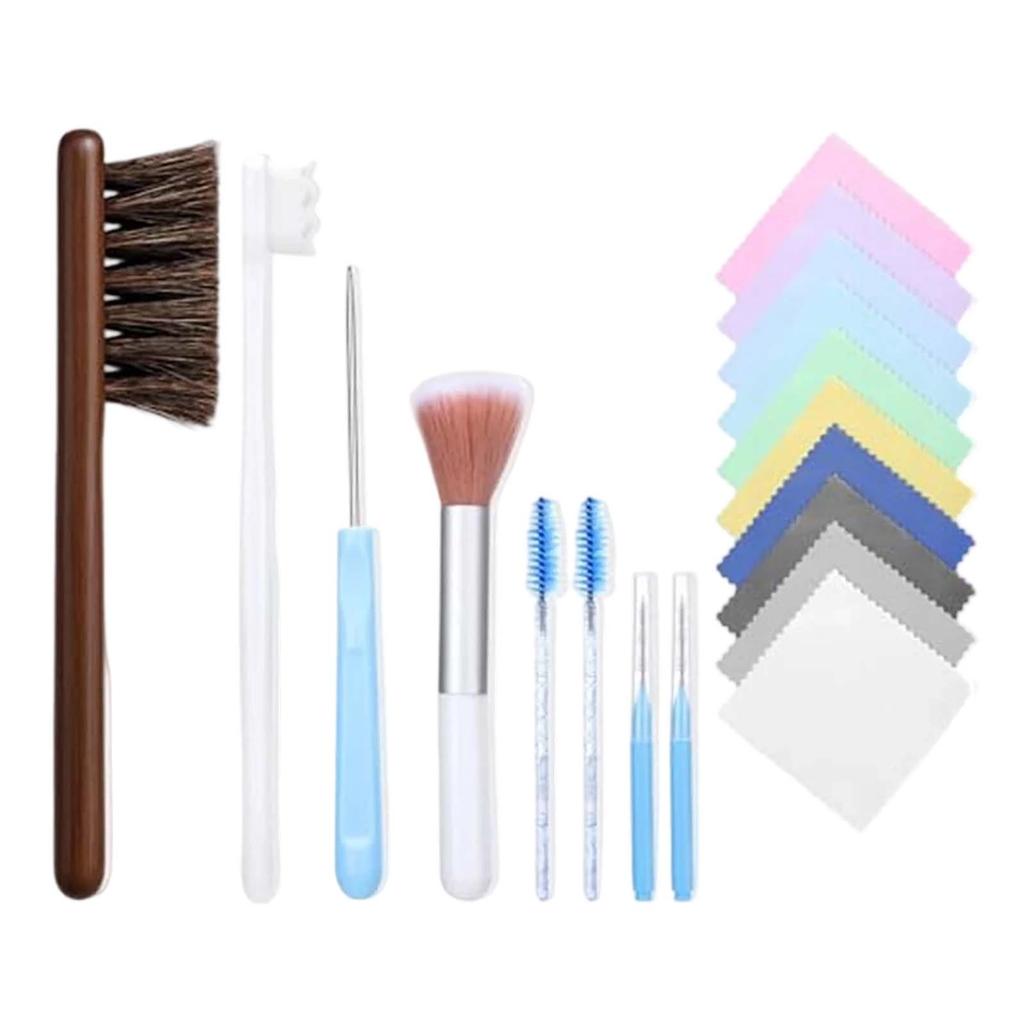 18-teiliges Schmuckreinigungsbürsten-Werkzeugset, Geeignet für allen Schmuck, Ringe, Gold, Diamanten, Ohrringe