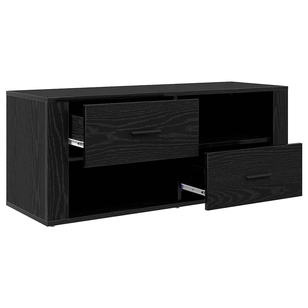 TV Stand Black Oak Effect 100 x 35 x 40 cm Engineered Wood