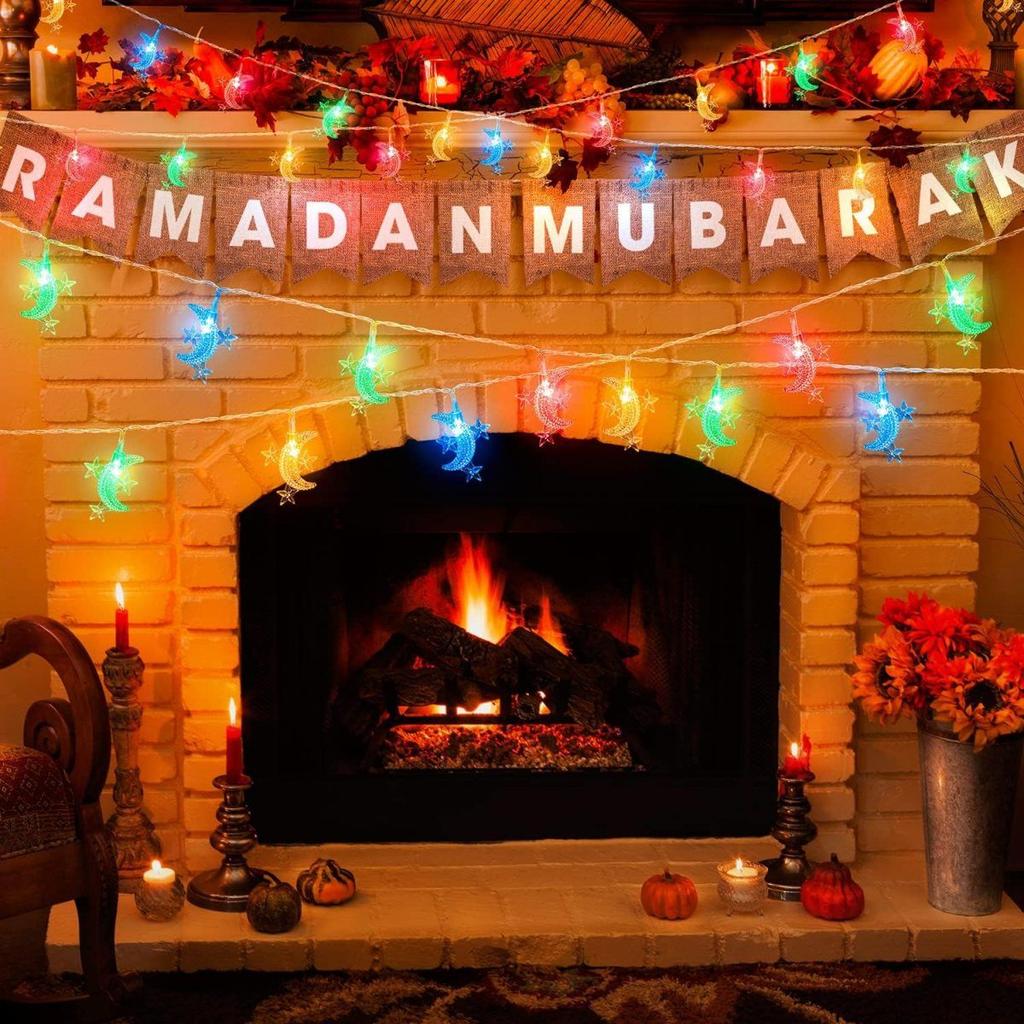 Xiaomi 1pc LED Moon & 3 Star Dreamy and Romantic LED Fairy Ramadan String Lights Battery Operated For Bedroom Living Room Wedding Decor