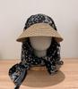 Women's UV Protection Straw Hat with Integrated Headscarf & Neck Cover for Outdoor Cycling & Travel