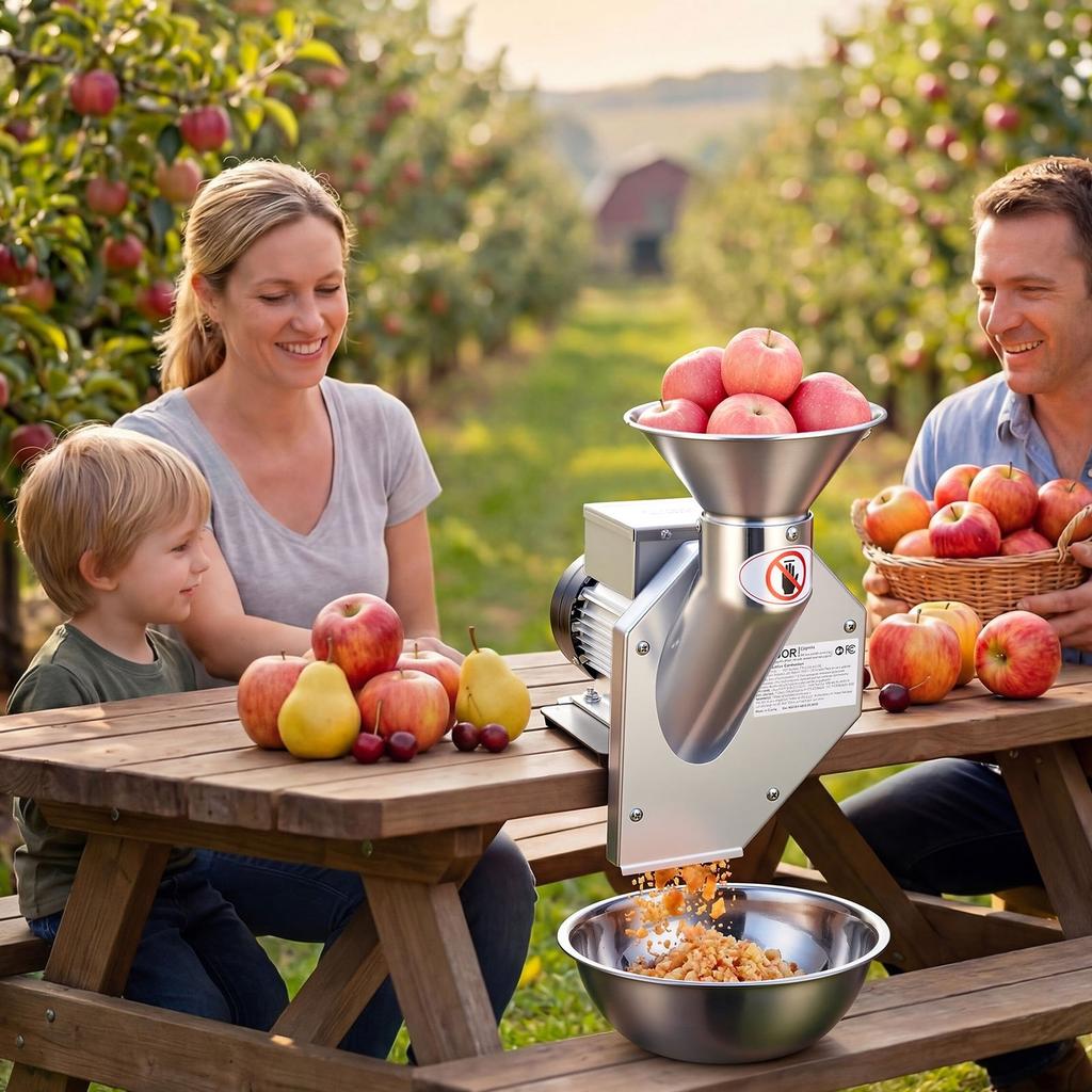 550W Electric Fruit Apple Crusher, SUS304 Desktop Crushing Machine, Grinds Whole Apples Up to 70mm Dia, 60 KG/H Capacity, Cider Press for Apples,