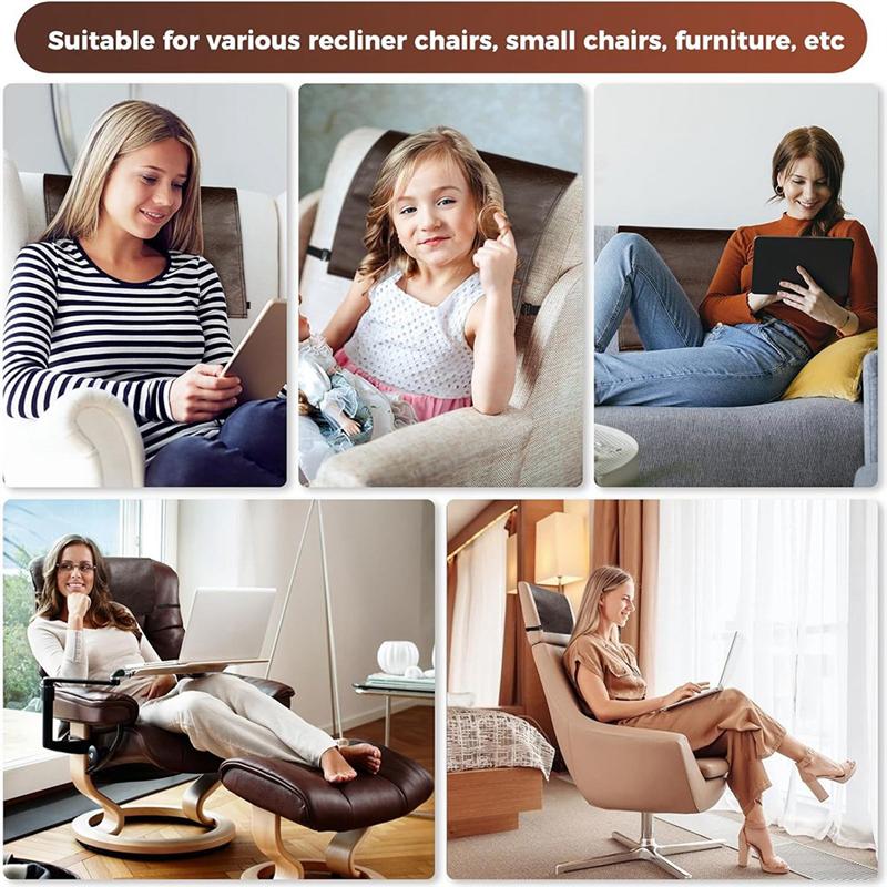 Elastic Strap Headrest Cover Faux Leather For Recliner Chair Headrest Protector Brown