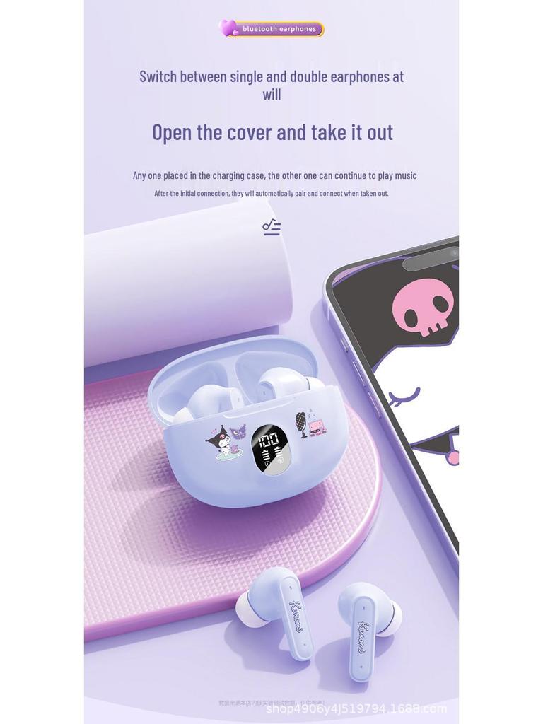 Official Sanrio D56 Bluetooth Cartoon Sport Headphones: Cute Semi-In-Ear Design