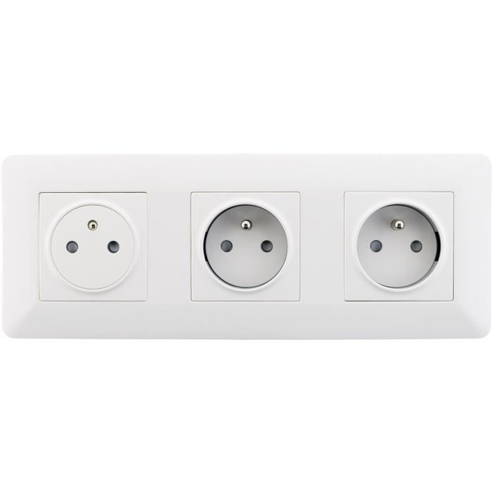 Triple prise affleurante artezo 2p+t + boîte - blanc - zenitech