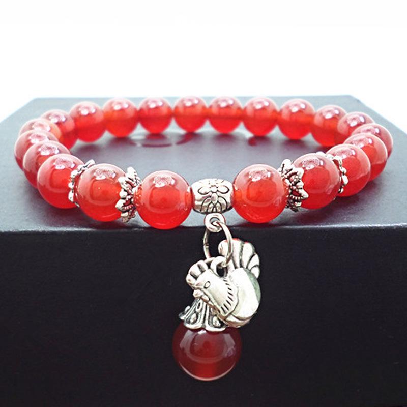 Red Agate Crystal Beaded Bracelet for Women - Handcrafted Couple Jewelry