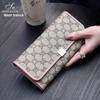 Portafoglio da Donna Lungo in Pelle Grande Capacità Portafoglio in Pelle di Mucca Fibbia Multifunzionale Portatile Clip per Prepuce alla Moda
