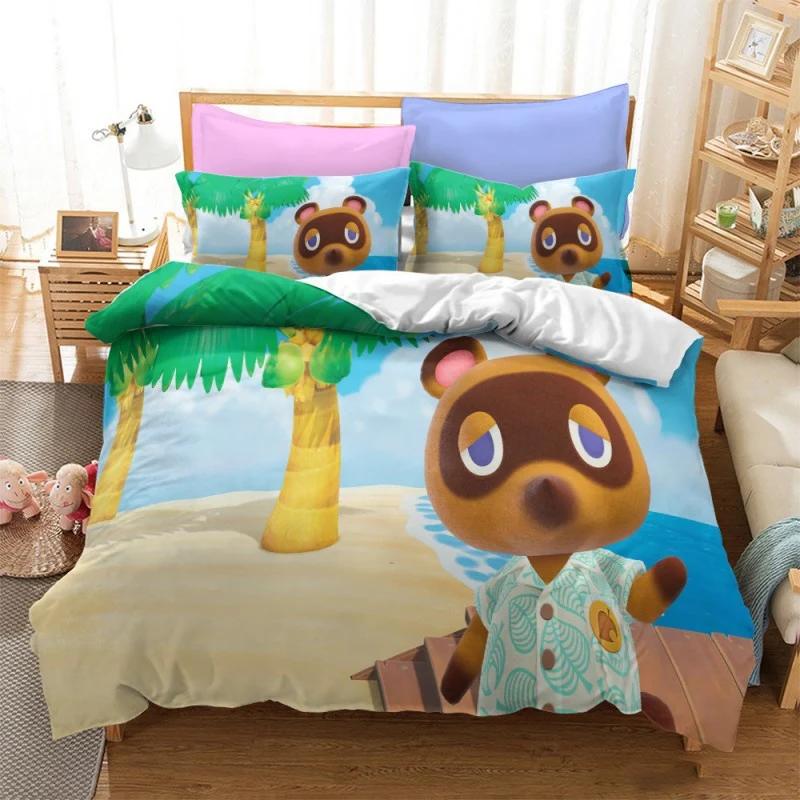 Animal Crossing Cartoon Game Bedding Set 3D Duvet Cover Twin Full Queen King Size Bed Linen And Covers Pillowcase Sets For Kids