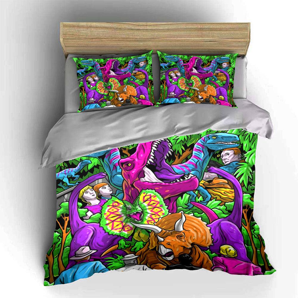 "Colorful Dinosaur 3-Piece Set" Suitable for kid's and adults' bedroom,Multiple sizes, Exquisite 3PC bedding set, gift