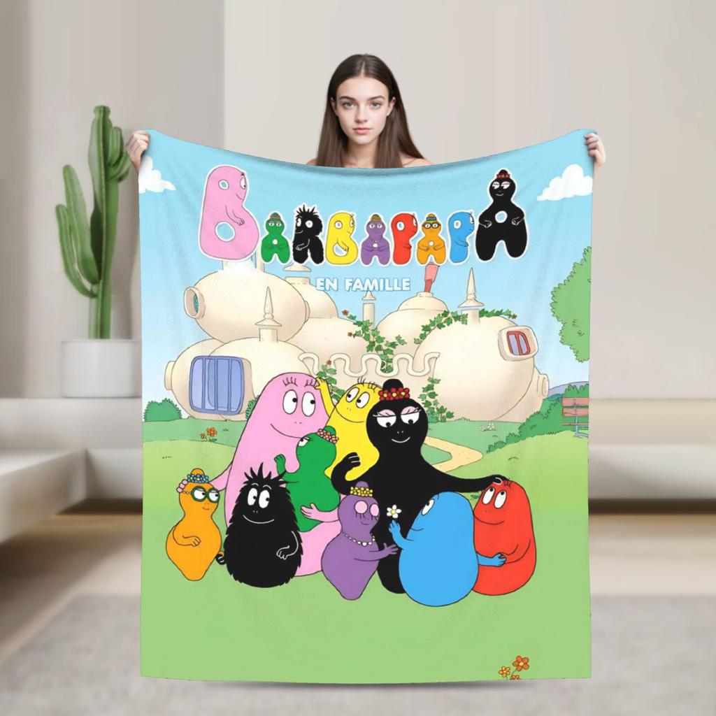 Kawaii Barbapapa Cartoon Throw Blanket for Couch Fuzzy Soft Plush Blanket 50x60 Inches Multiple Sizes Bedspreads for All Seasons