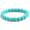 White & Blue Turquoise Beaded Elastic Bracelet Set - 8mm Matte Finish