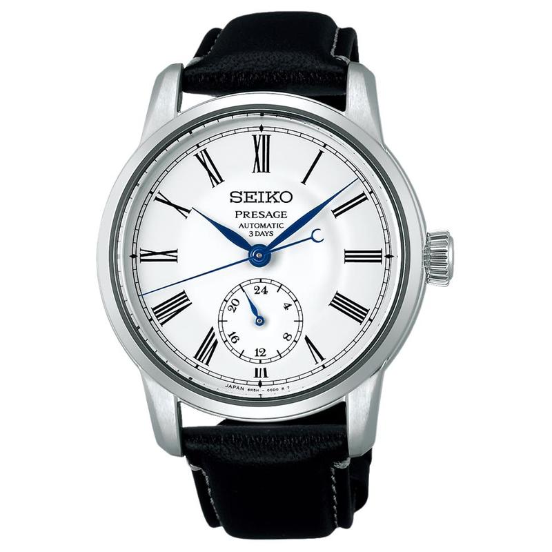 SEIKO PRESAGE craft series 100 meters waterproof Automatic cowhide strap 40.2mm men s watch white dial SART009 синий