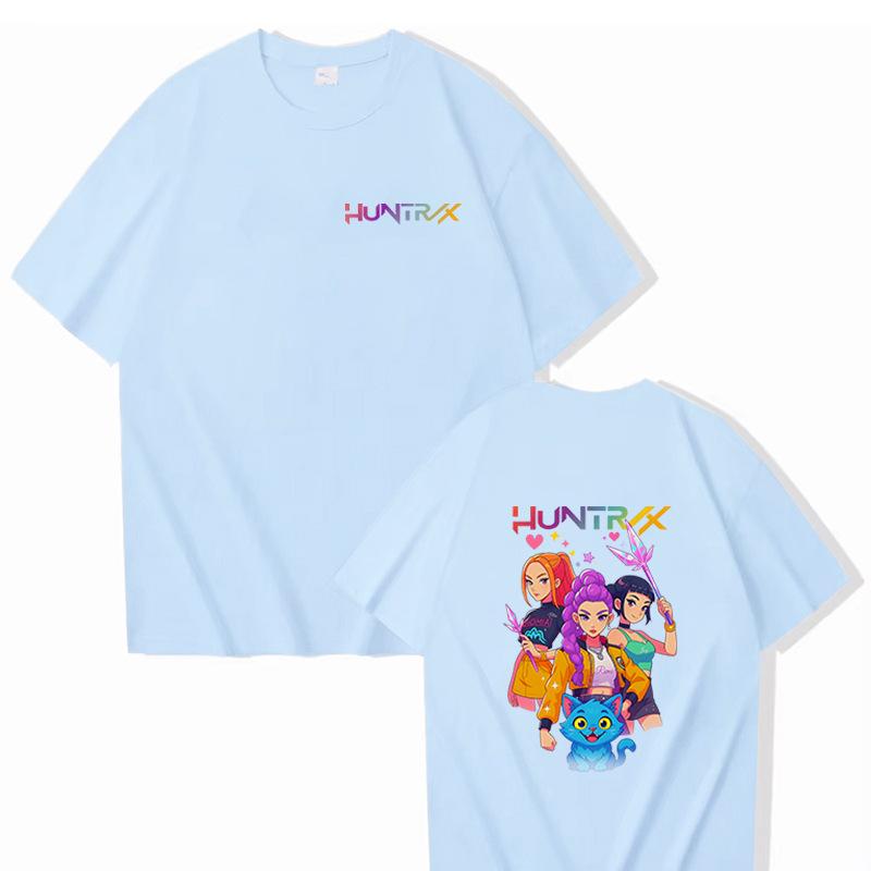 K-POP Demon Hunter Women's Style Sportswear Casual Shirt Men's New Summer T-Shirt Girls' Round Neck Short Sleeve Cartoon Print