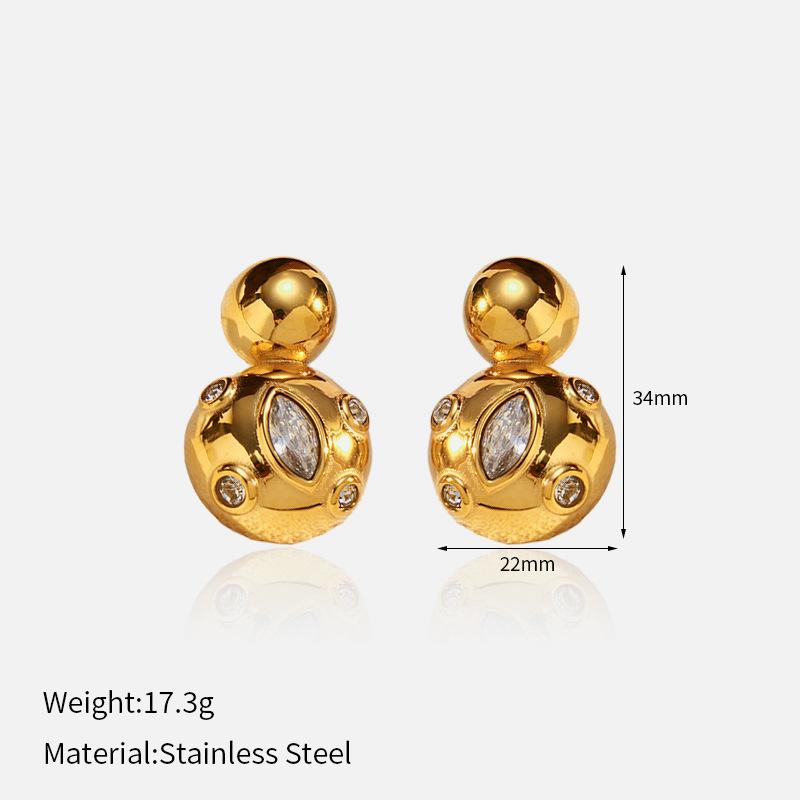 Chenhe stainless steel jewelry women's light luxury high-end gold earrings European and American niche do not fade titanium steel studs