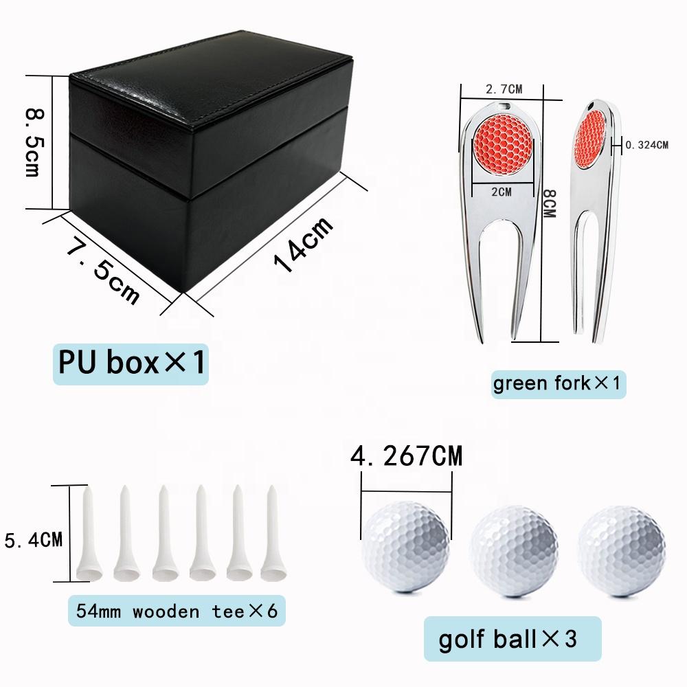 Luxusní kožený golfový dárkový set, Vlastní vysoce kvalitní značkovač jamky, Krabička na uložení golfových míčků a týček, Prémiový golfový suvenýr