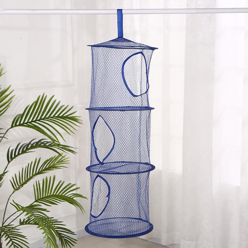 

Складная трехъярусная подвесная корзина для хранения плюшевых игрушек и сушки нижнего белья 28x70 Three-Layer Hanging Basket