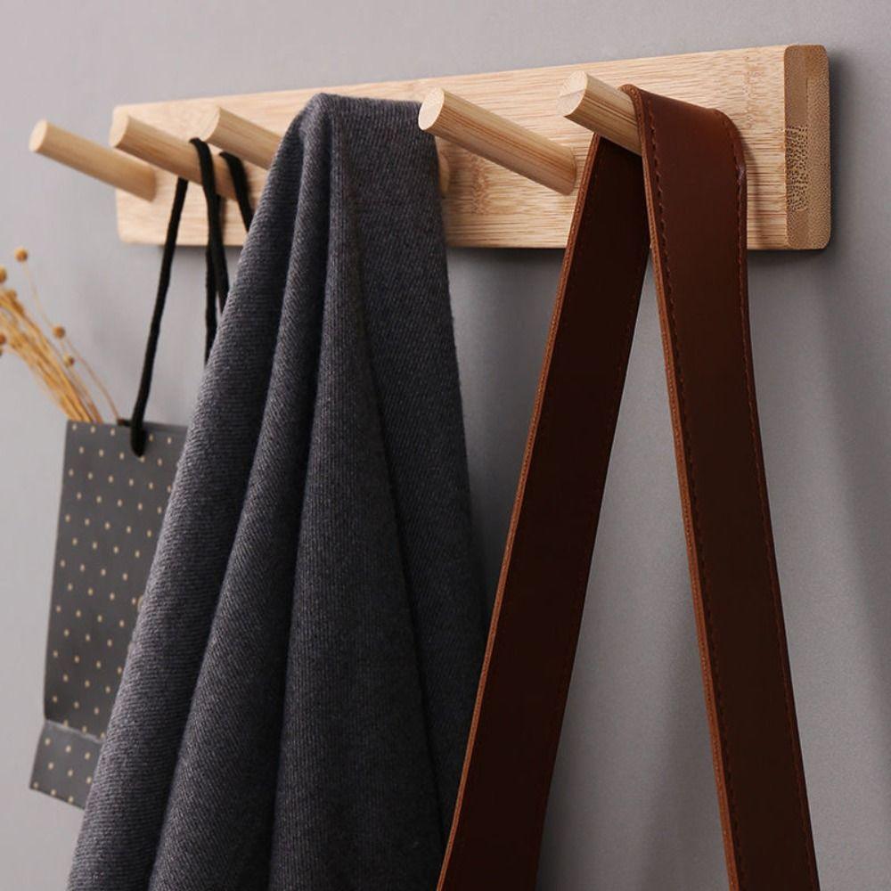 4/5/6/7 Hooks Key Hook Rack Wooden Door Back Clothes Hook Non-toxic Decorative Hook  Entryway