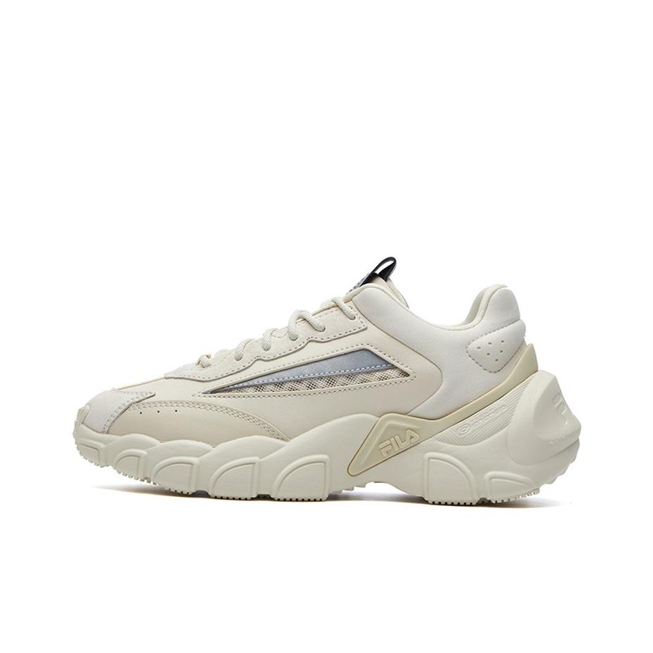 Fila Smasher Stoff Zwei-Schicht Rindsleder Bequem Vielseitig Low-Top Dad Shoes Damen Sneaker Beige F12W134144FAN