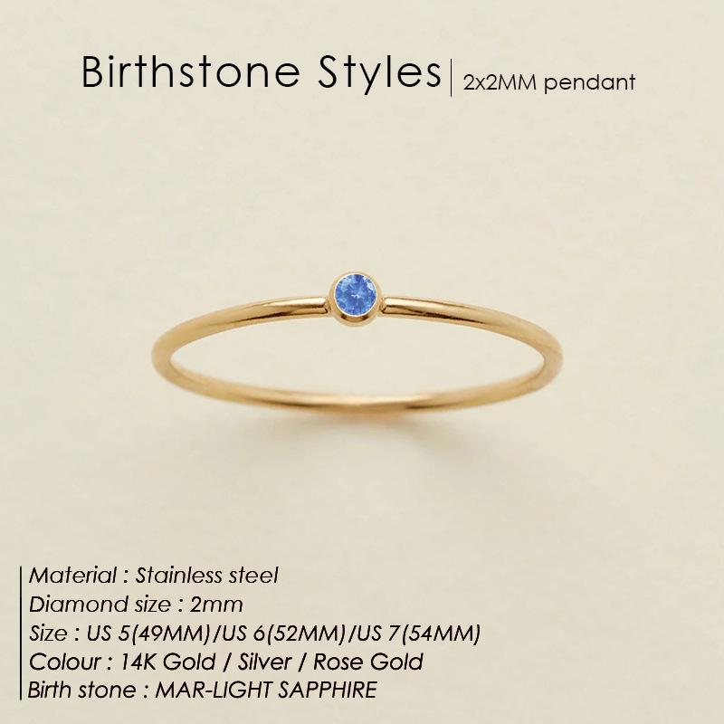 eManco Gold-Plated Non-Constricting Ring for Women - Thin Band with Tiny Diamond Accents and December Birthstone