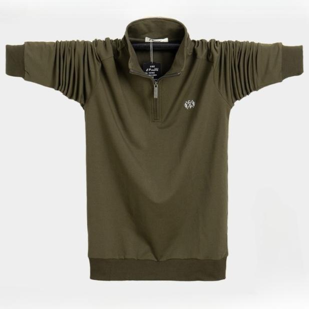

Мужские поло с длинным рукавом на молнии со стойкой воротником, четверть-свитшот, пуловер, осенние повседневные свитшоты, мужской пуловер с высоким воротником, топы с воротником-стойкой XL армия зеленый