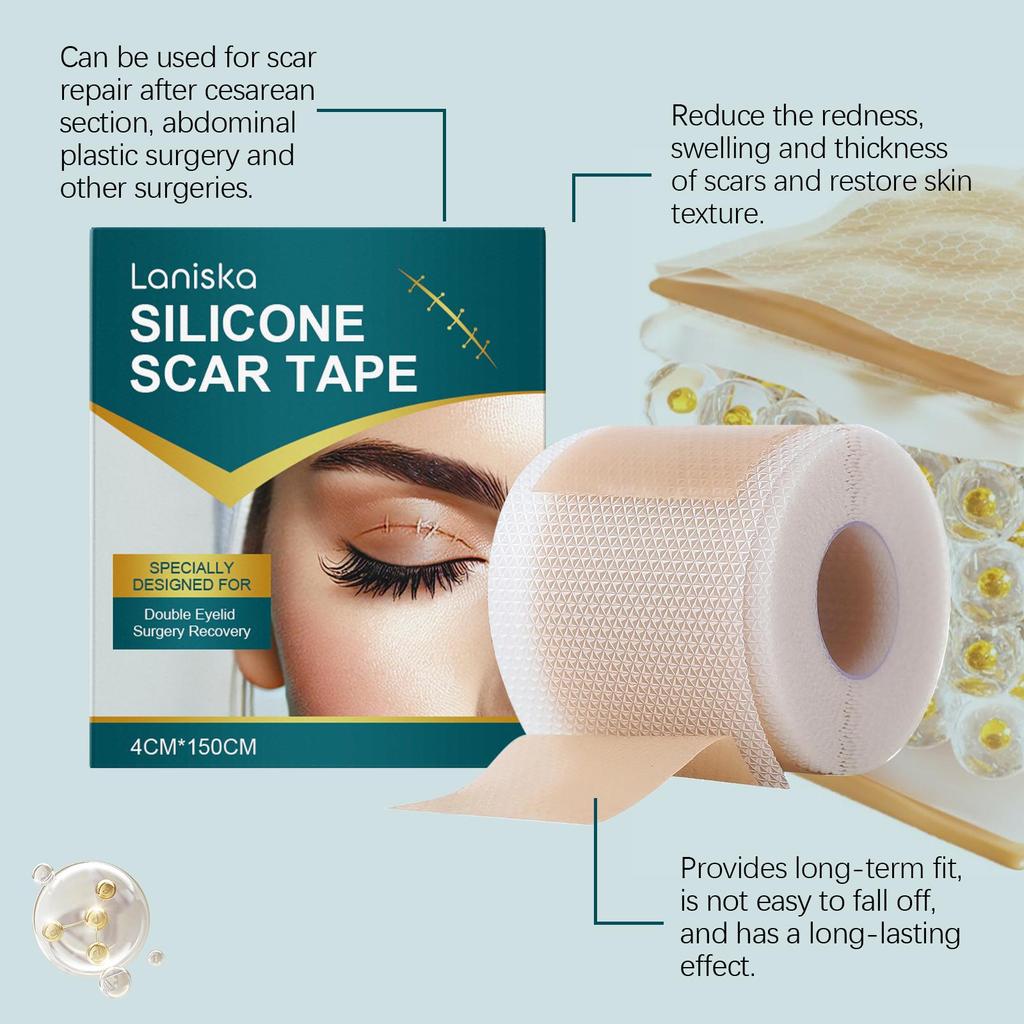 Laniska Silicone Scar Tape, 4cm×150cm, Soft & Breathable, for Scar Care & Skin Smoothing