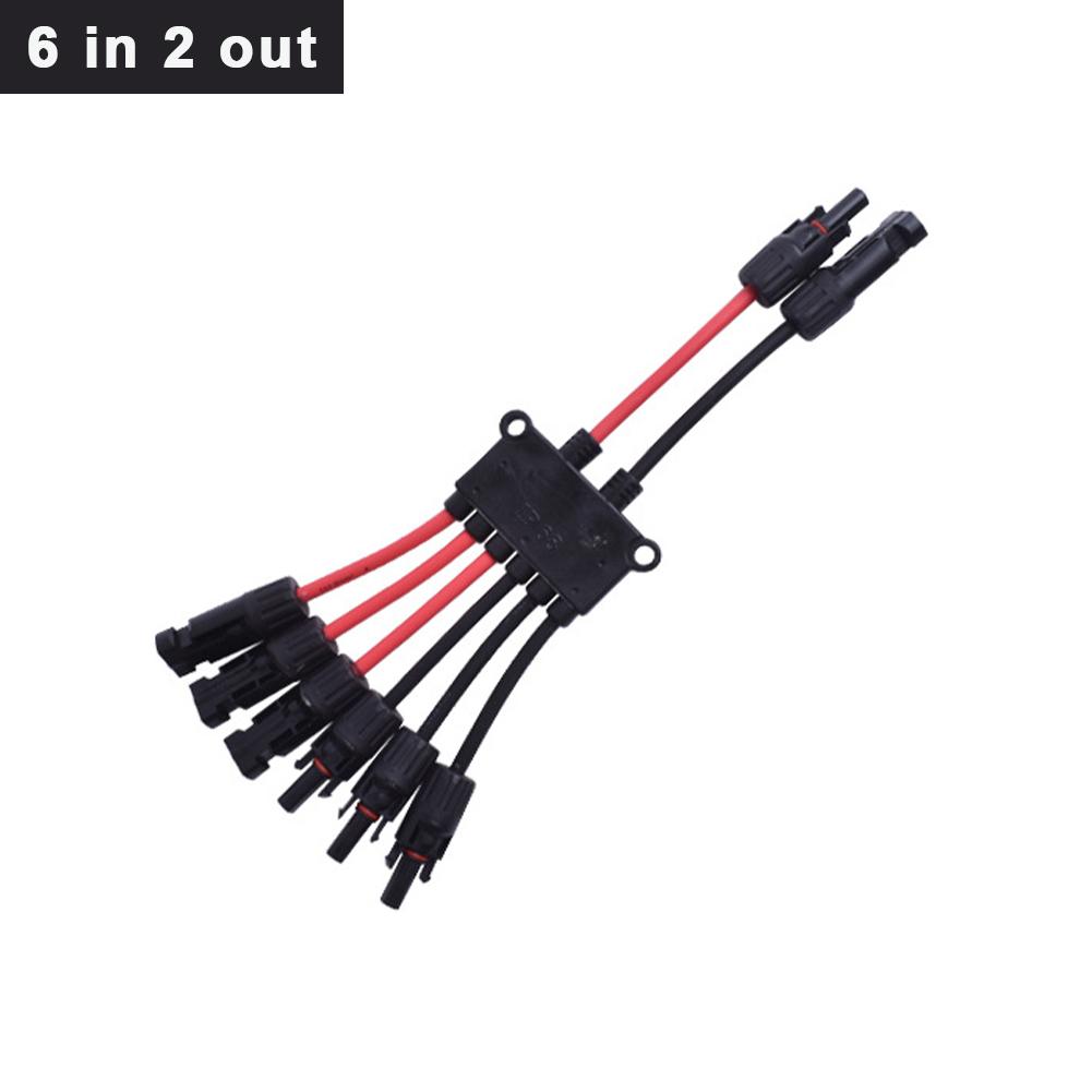 Y Branch Connector for Solar Panels 2 to 4/6/8 Parallel Connection Red Black Cable Photovoltaic System Wiring Accessories