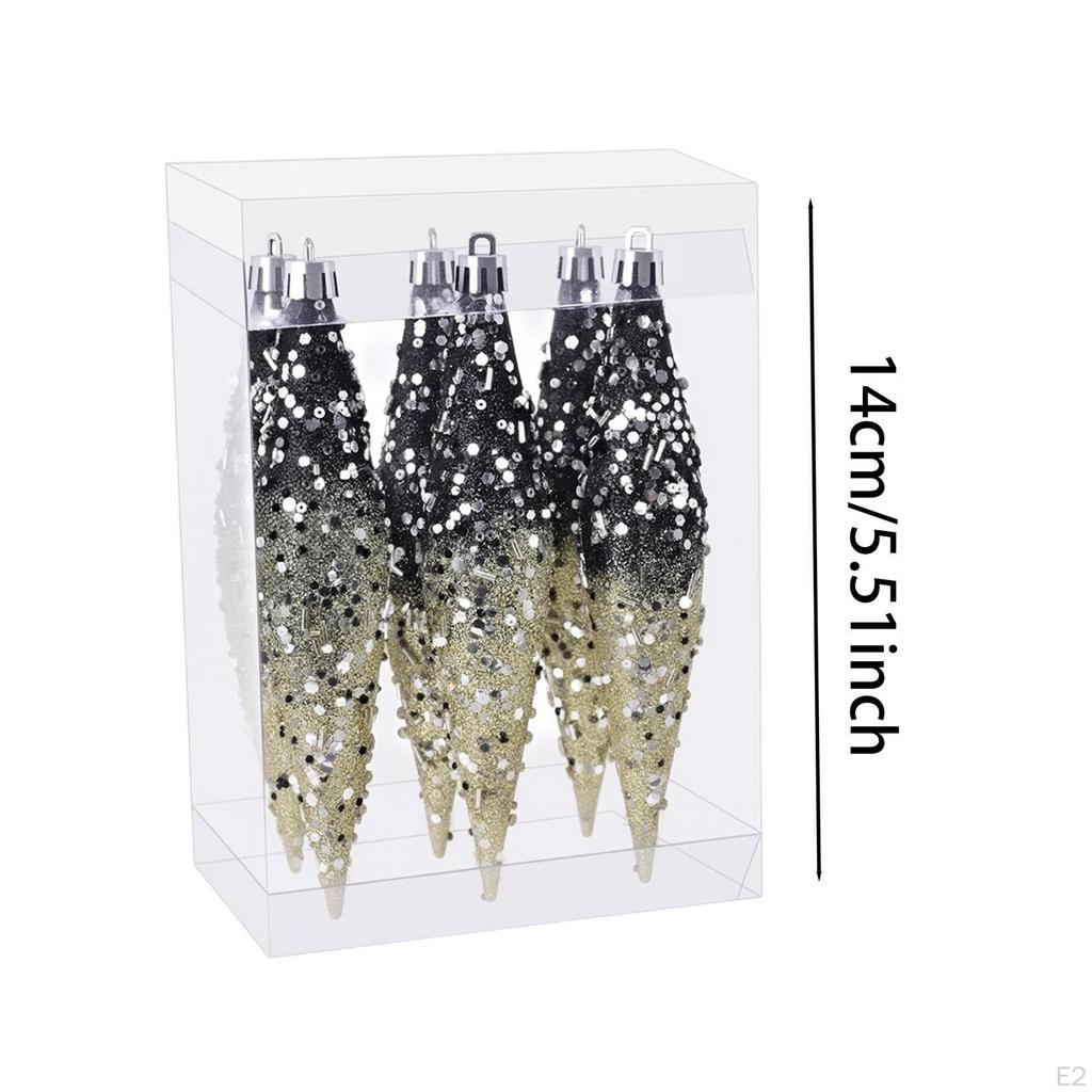 6 Stück Weihnachts-Tropfen Hängeornamente Dekoration Dekorativ Leicht Glitzer