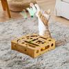 Cat Puzzle Toy Cat Toys Puzzle Wood Box with Feather and Balls Indoor Sports Entertainment Hunting Interactive Spring Cat Teaser