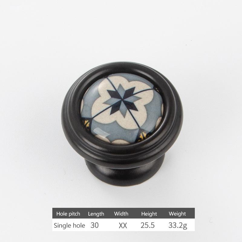Nordic Style Blue Flower Ceramic Cabinet Pulls Non-slip Furniture Handles Knobs for Drawer Wardrobe Home Decor