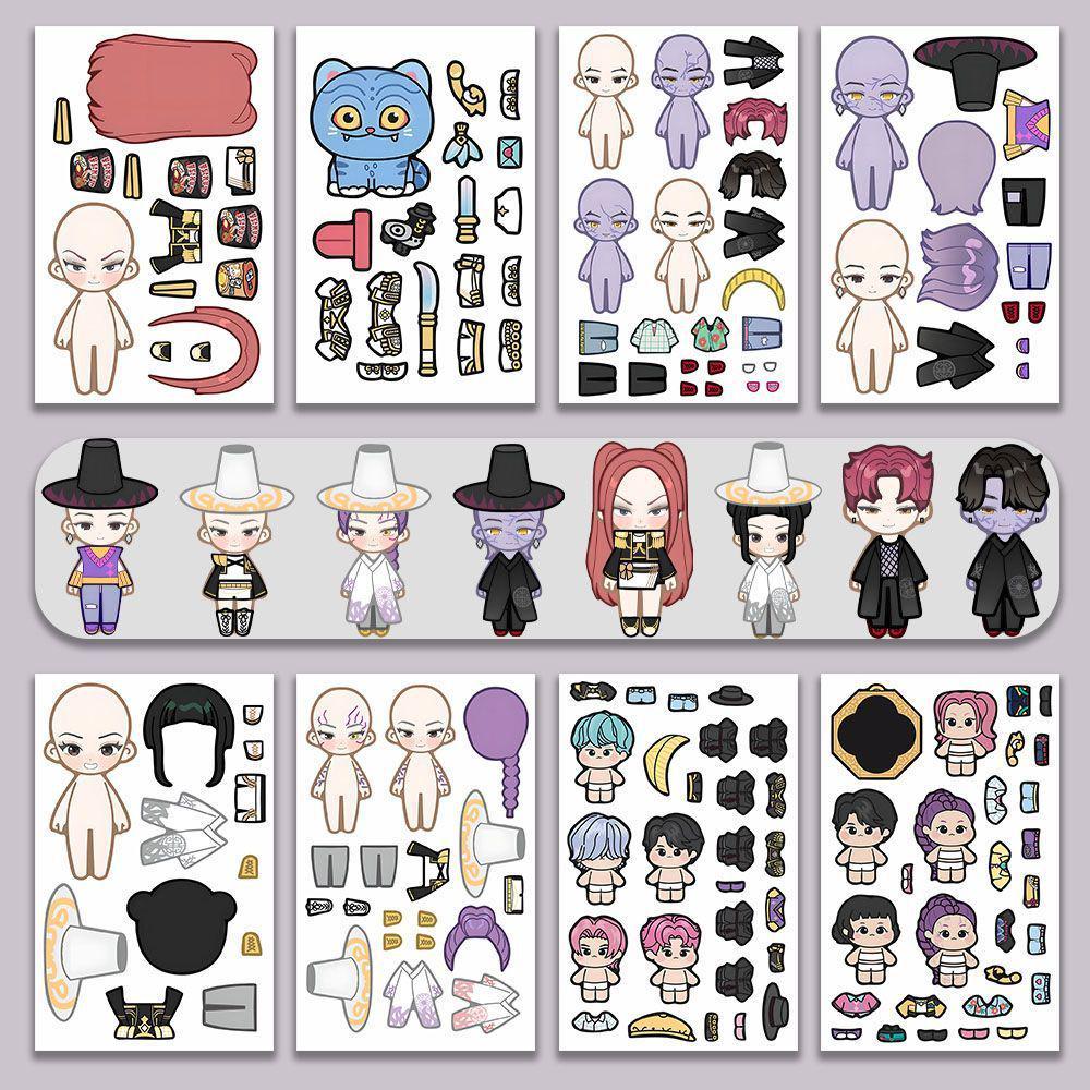 Korean Kpop Cute Dress-Up Stickers: 24 Large Sheets - Idol Witch Hunter Group, Handmade Decompression Stickers.