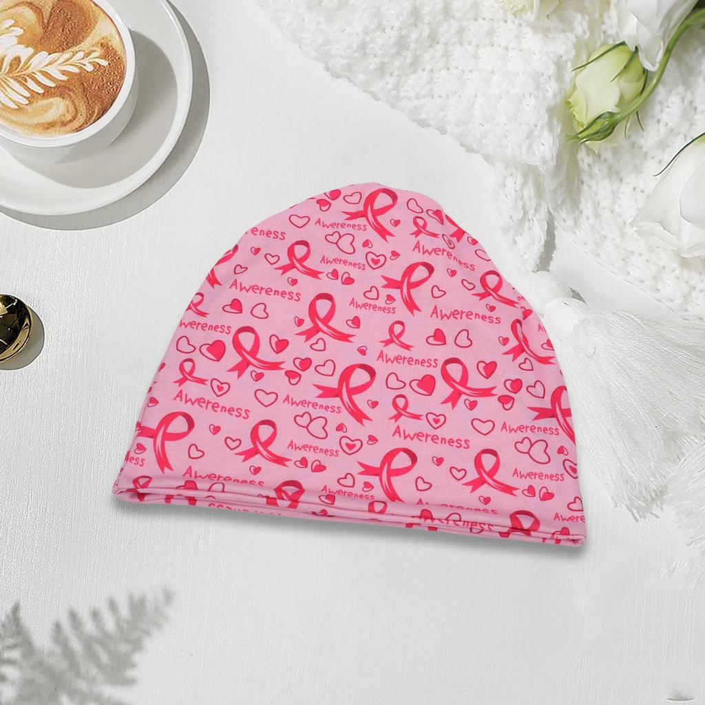 Print Skull Hat Supportive Breast Cancer Awareness Hat Elastic Headwrap Hat Fashion Accessory Beanie Hat for Women