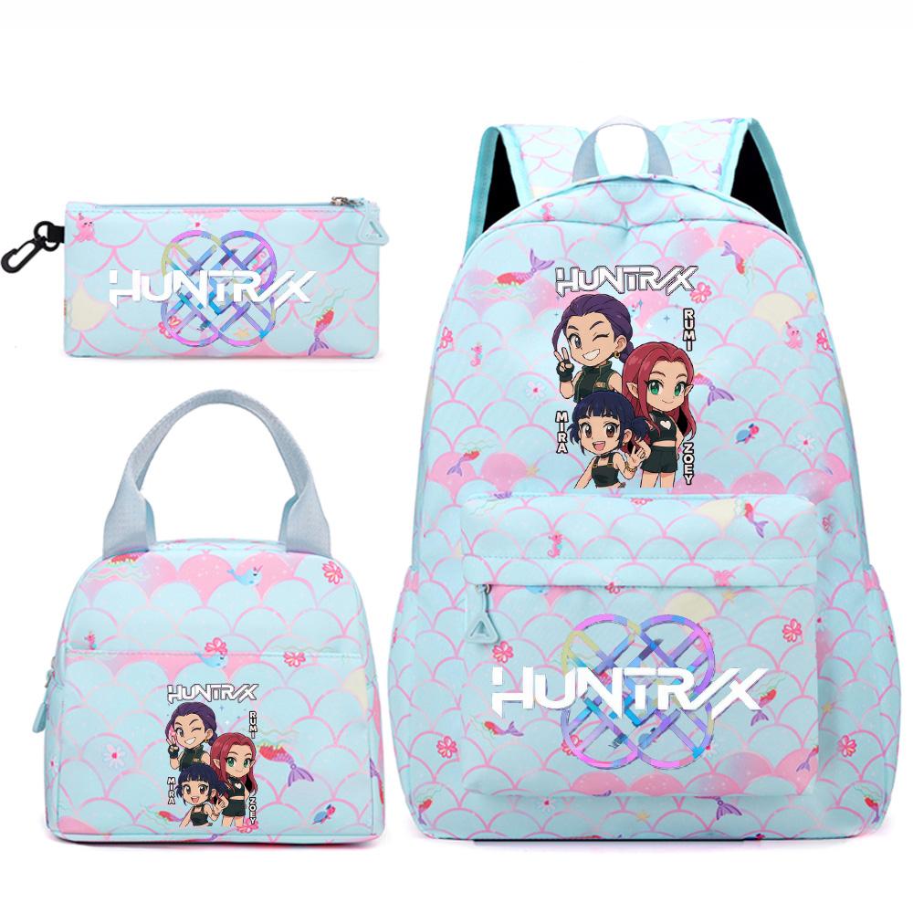 3 Stück/Set Anime Niedlich Kpop Bedruckter Rucksack Handtasche Federmäppchen für Teenger Studentin Student Junge Schultasche Kinder Schultasche Große Kapazität Reisetasche Geschenk