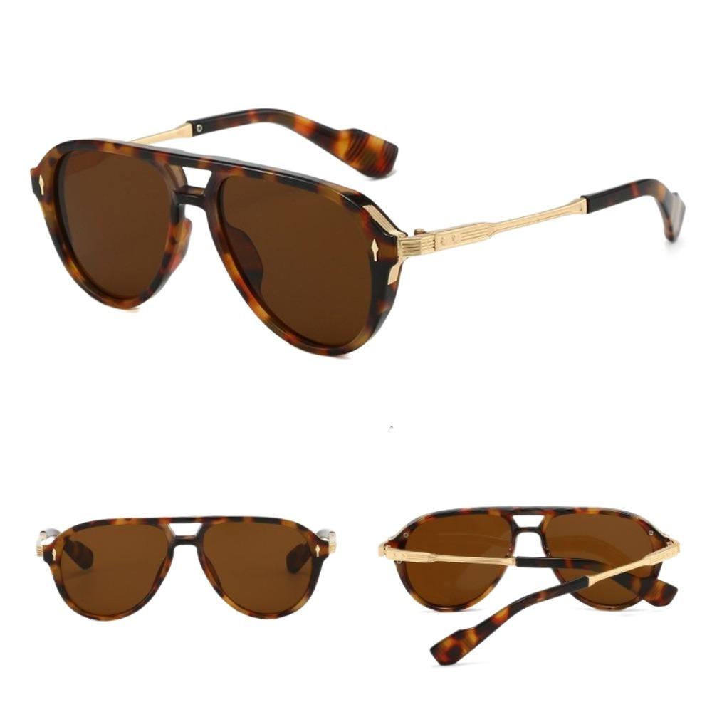 Big Frame Square Sunglasses Double Beam Retro Eyewear Personalized Pilot Sun Glasses  Photography