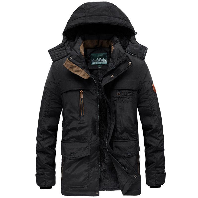 Warm Mens Winter Thick Fur Lined Hooded Jacket Zipper Bomber Military Parka Coat